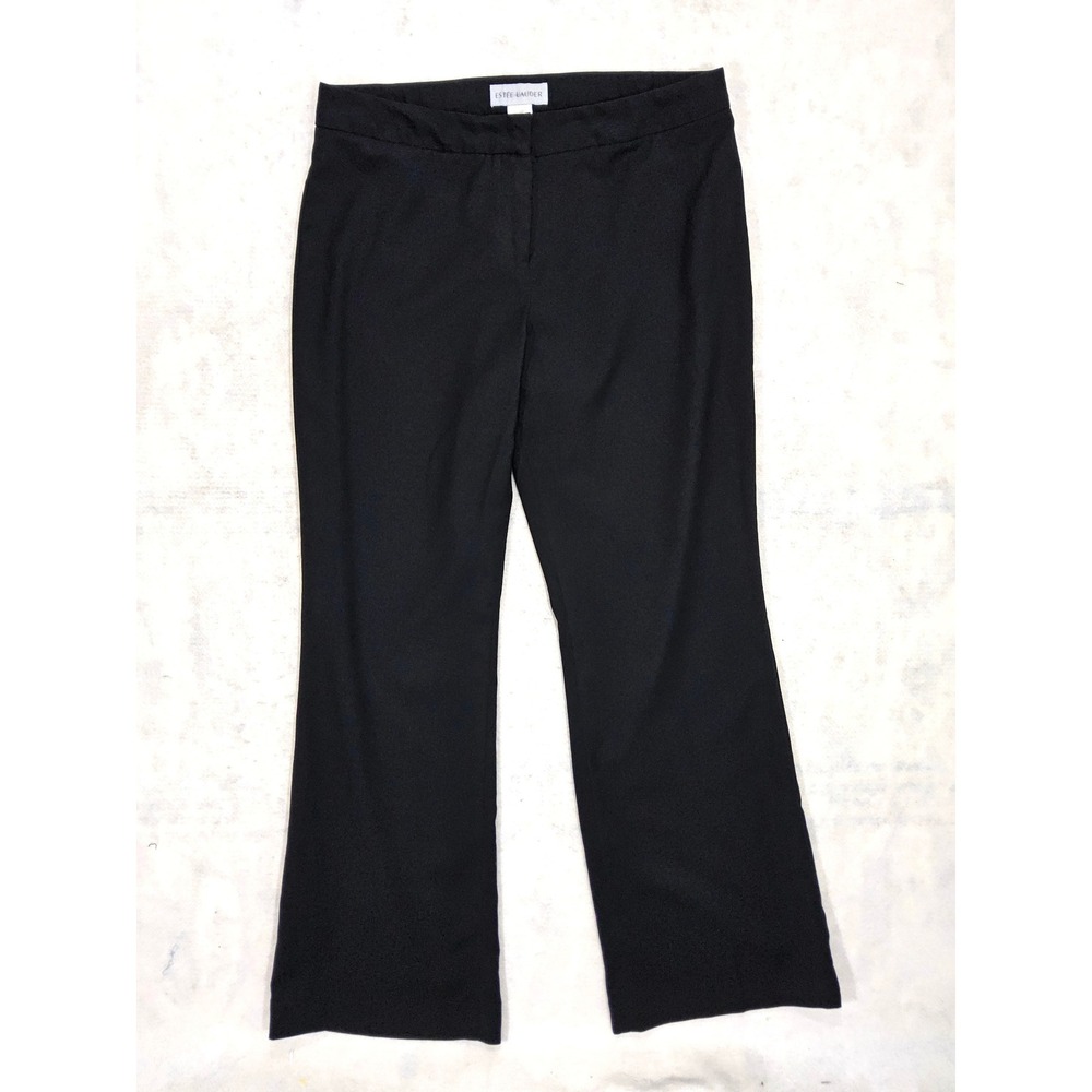 Estee Lauder Dress Pants Women 12 Stretch Black‎ Bootcut Vtg Slacks Office
